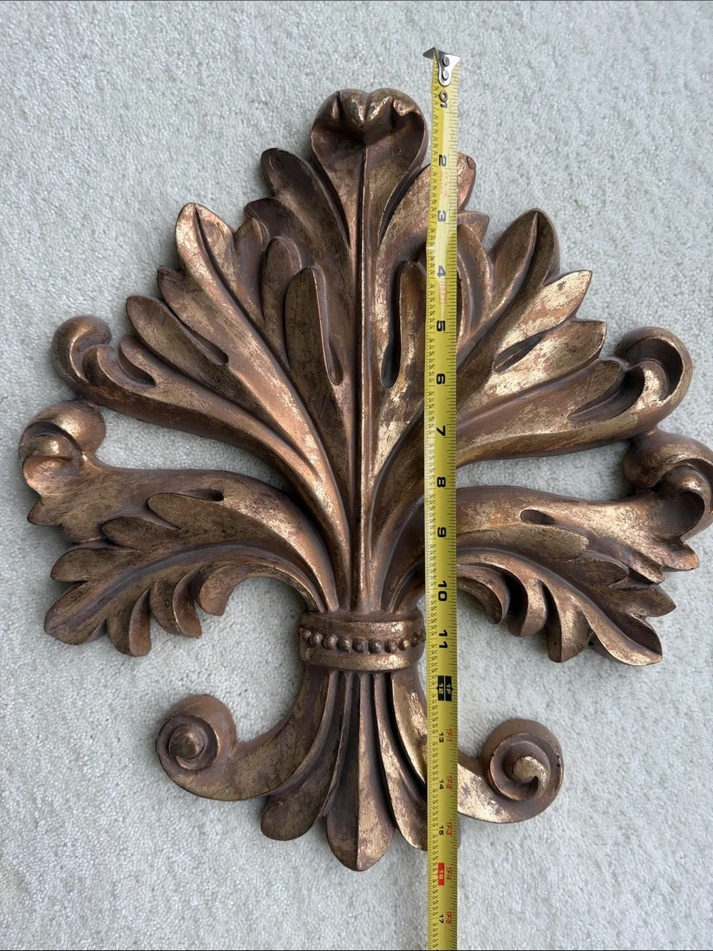 Fleur de Lis Style Wall Hanging Decorative Moulding Plaque French Style Gold